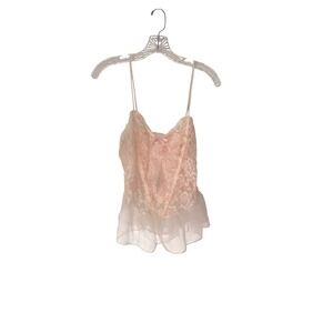 Nan Flower VTG Lingerie Teddy Lace Pink Intimates Pinup Floral Coquette Large‎